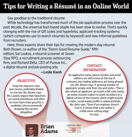tips for writing a resume in an online world