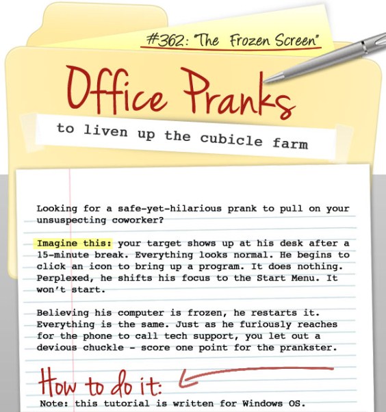 Livening Up the Cubicle Farm: An Office Prank How-to (Infographic)