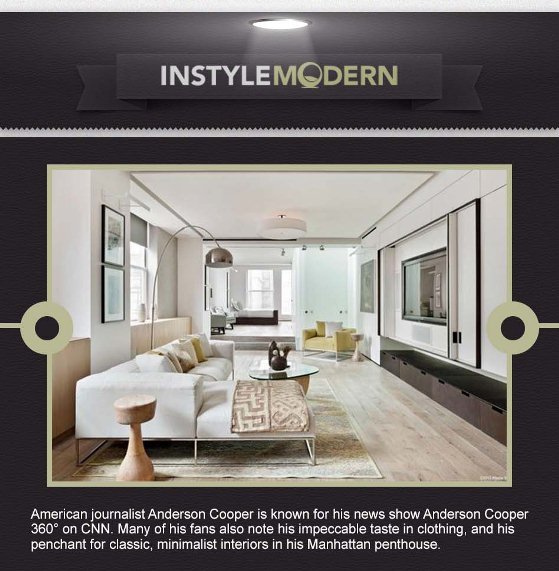 Celebrity Home Style For Less: Anderson Cooper’s Living Room (Infographic)